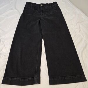 Pilcro Anthropologie Women's the Skipper Wide-Leg Black Jeans Size 30